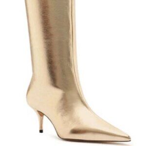 Arezzo Arezzo Womens Zipper Knee-High Stilet Gold Boots 7.5M-MSRP $189
